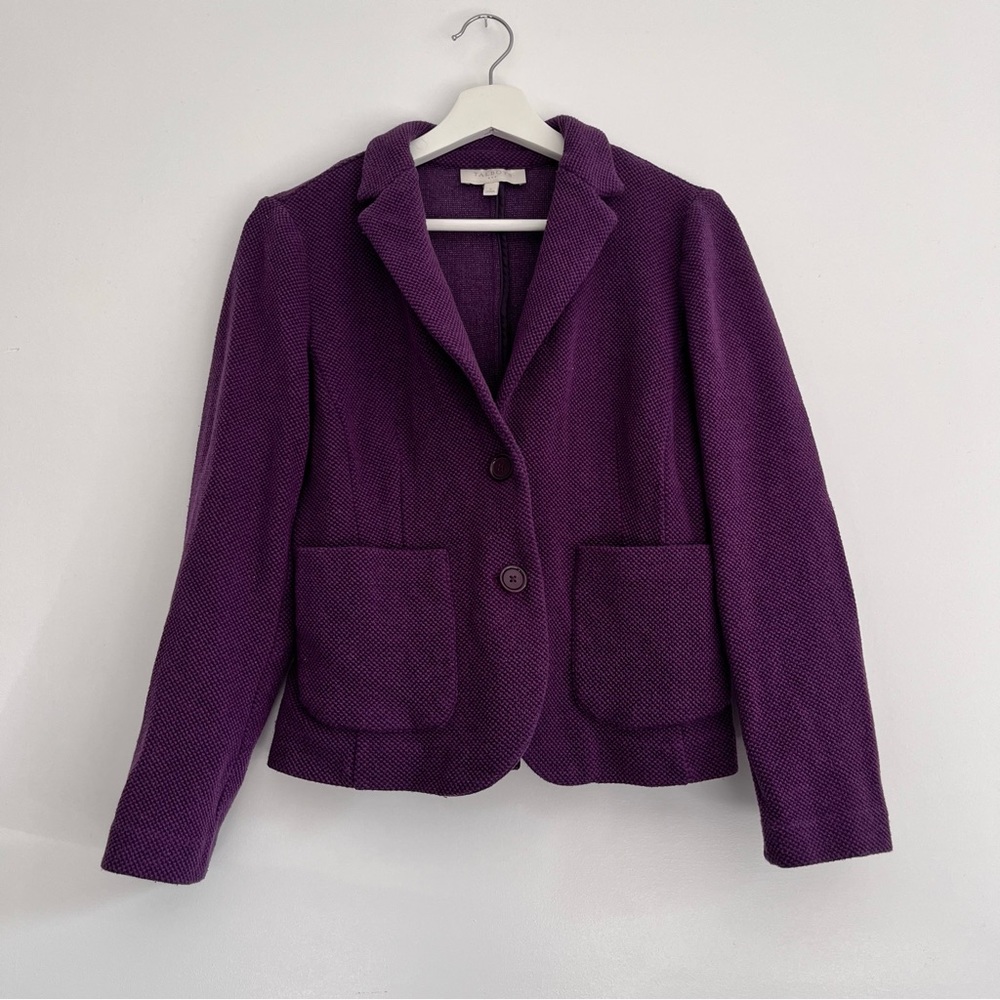 Talbots Textured Purple Blazer Jacket Two Buttons Two Pockets Women’s Size 6